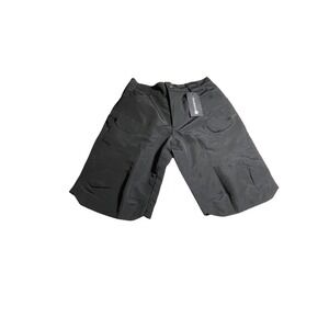 Men's Black Cargo Shorts Size‎ M Elastic Waist Pockets Polyester Elastane Blend